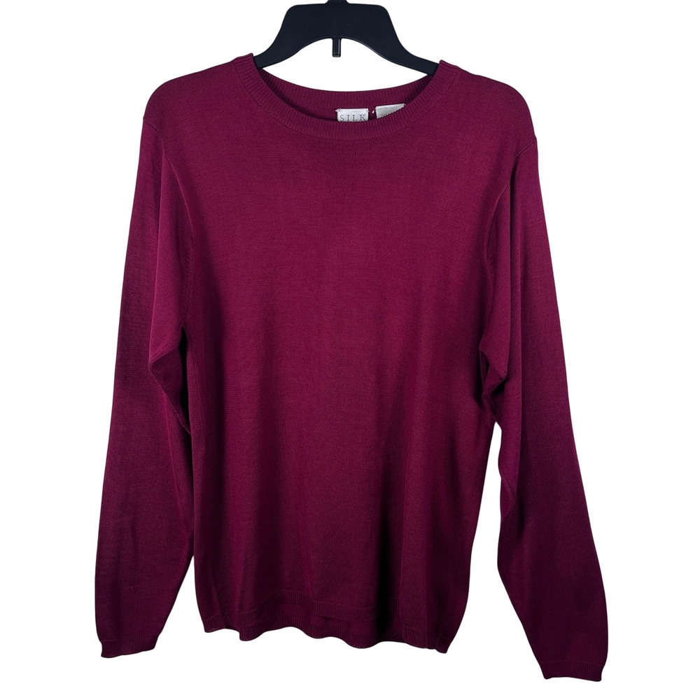 Silk Collection Sweater Women XL Burgundy 100% Silk Classic Layer Timeless FLAW